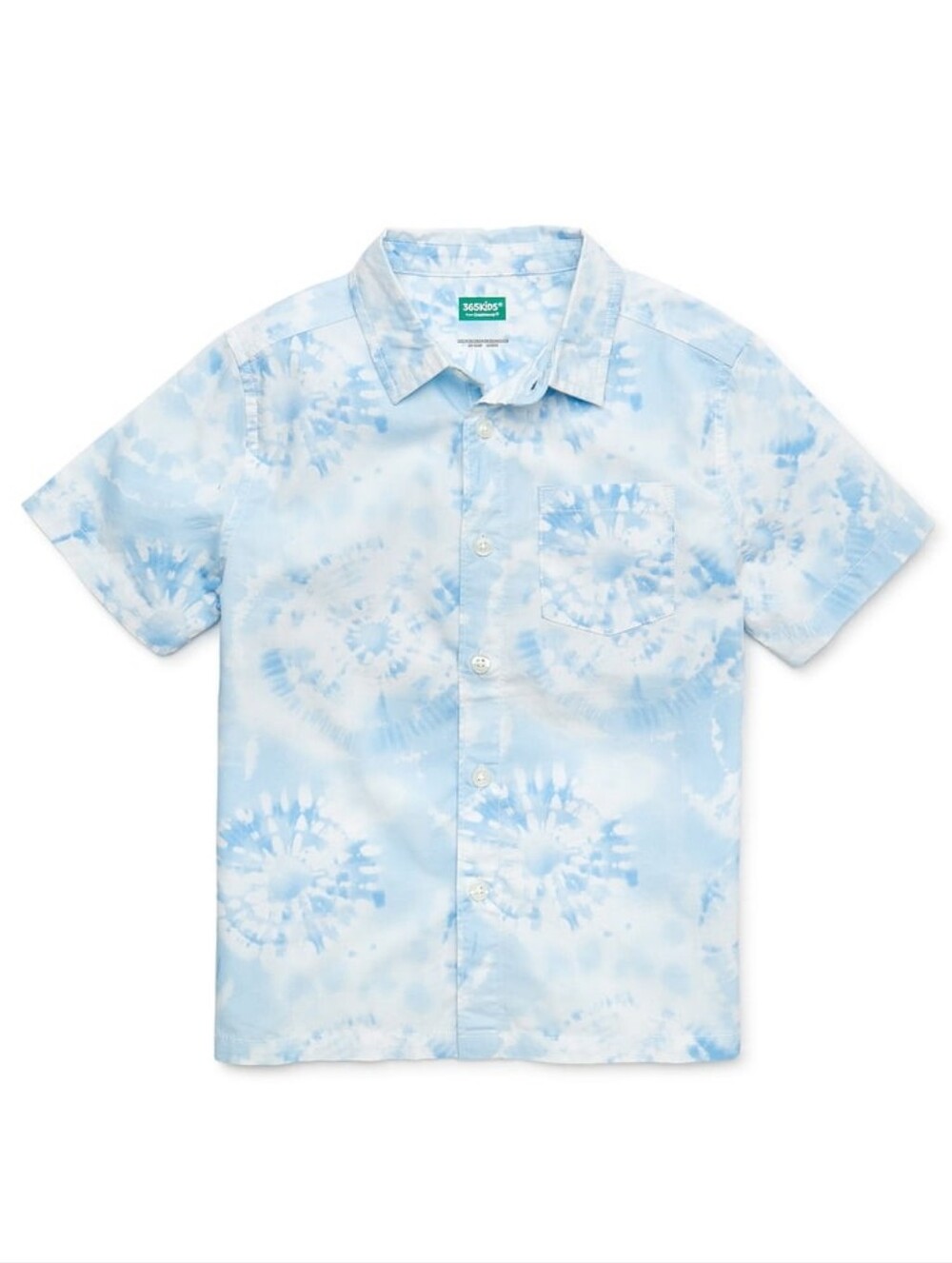 3/$20🌟 365Kids Boys White & Blue Short Sleeve Tie Dye Button Down Shirt Size 6